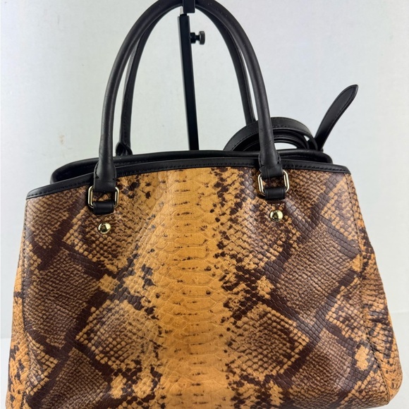 Coach Brown and Black Snake Print Handbag - Picture 4 of 17